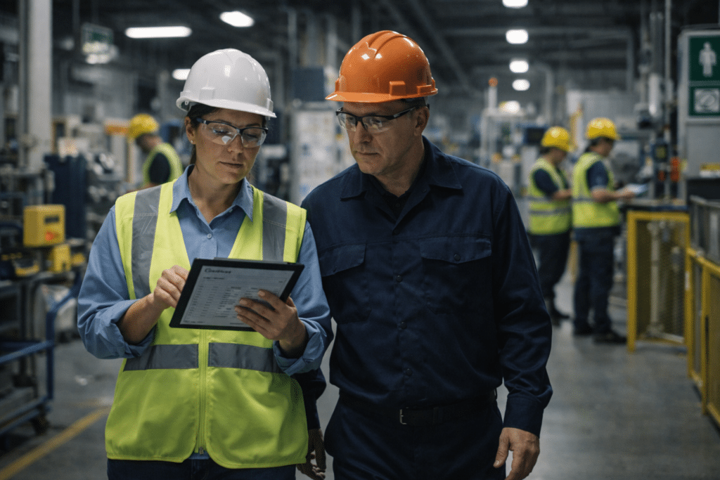Night shift safety audit ensuring consistent policy enforcement across shifts.