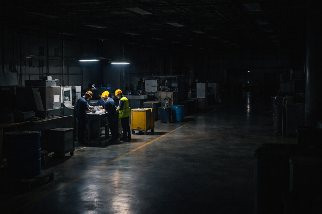 Night shift workers operating independently in an isolated workplace environment