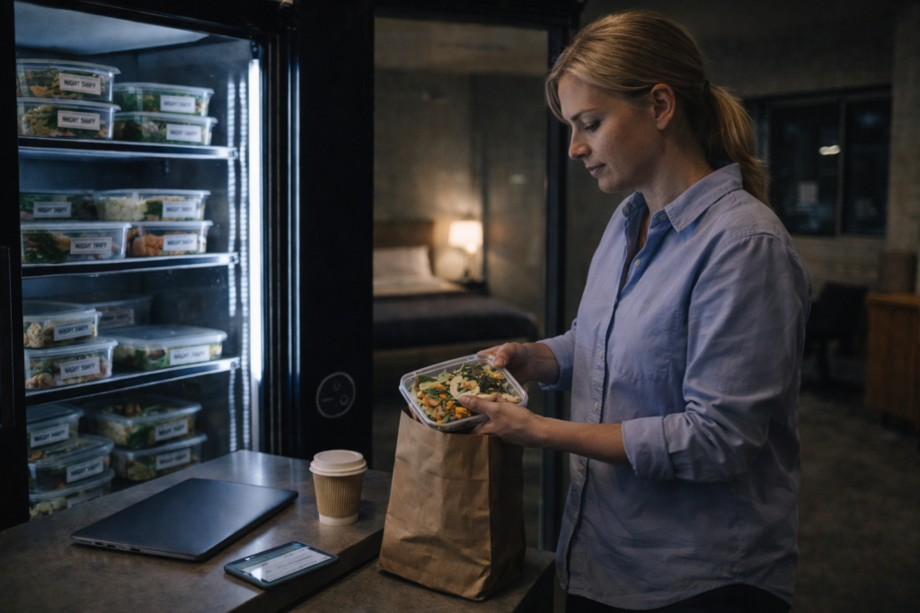 Equitable benefits for night shift workers including healthy meals and family care support