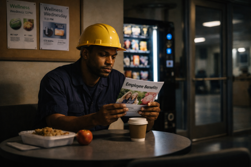 Night shift worker unable to access employee benefits scheduled during daytime hours