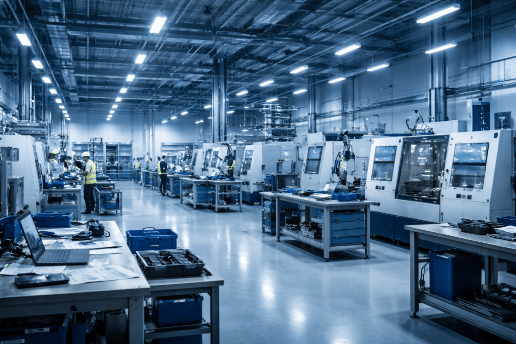 Circadian lighting in manufacturing facility improving night shift alertness safety and production quality