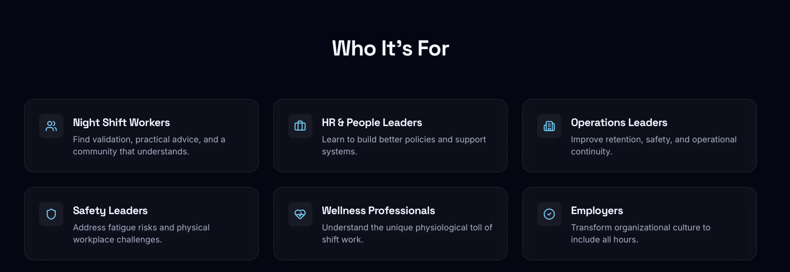 Who is the night shift summit for? Night shift workers, HR & People leaders, operations & safety leaders, wellness professionals and employers.